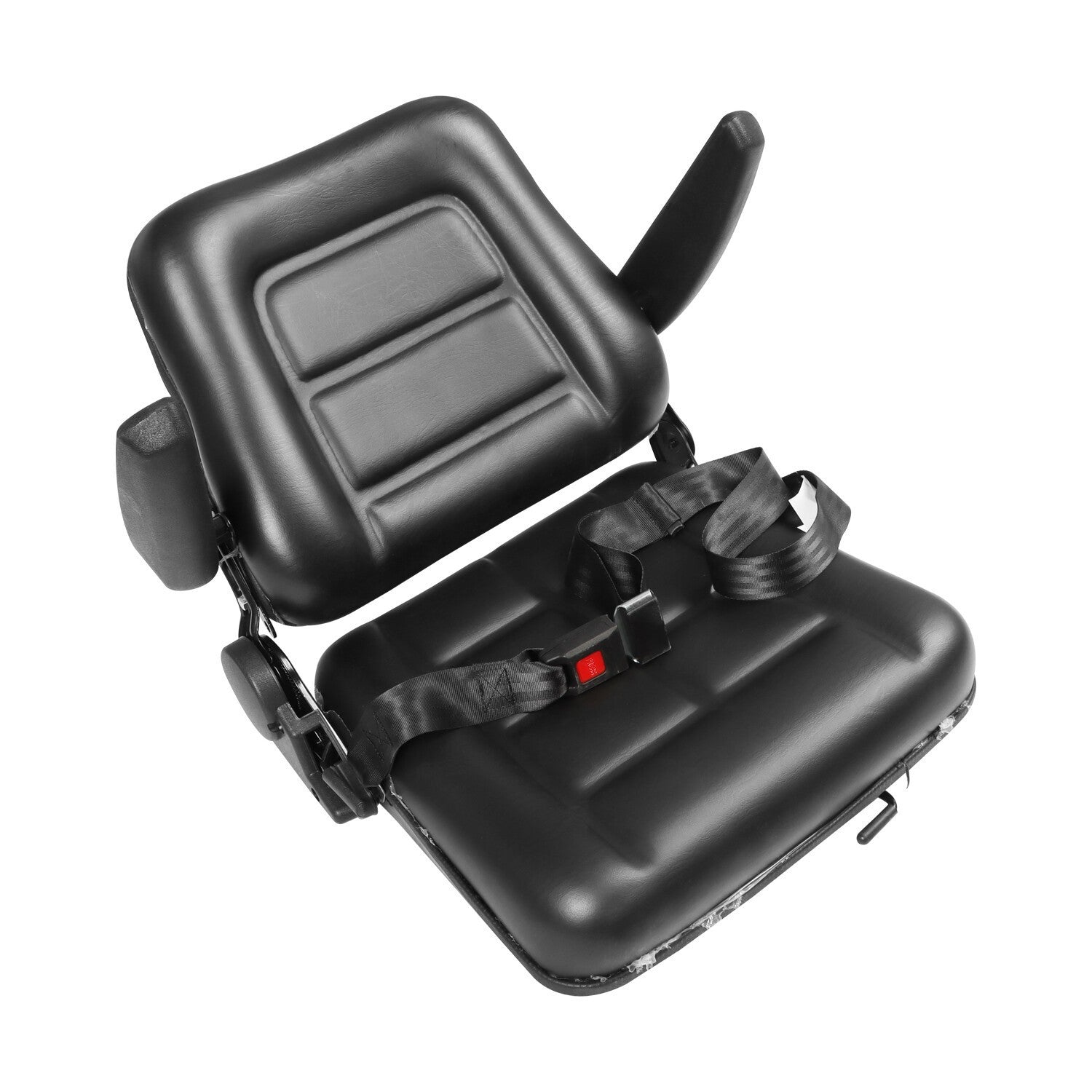 Adjustable Tractor Seat w/ Safety Belt & Armrest Universal Forklift Backrest