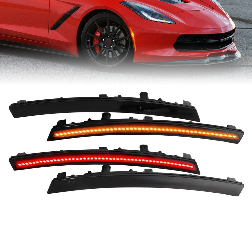 4x Smoke LED Fender Side Marker Lights for 2014-2019 Chevy Corvette C7