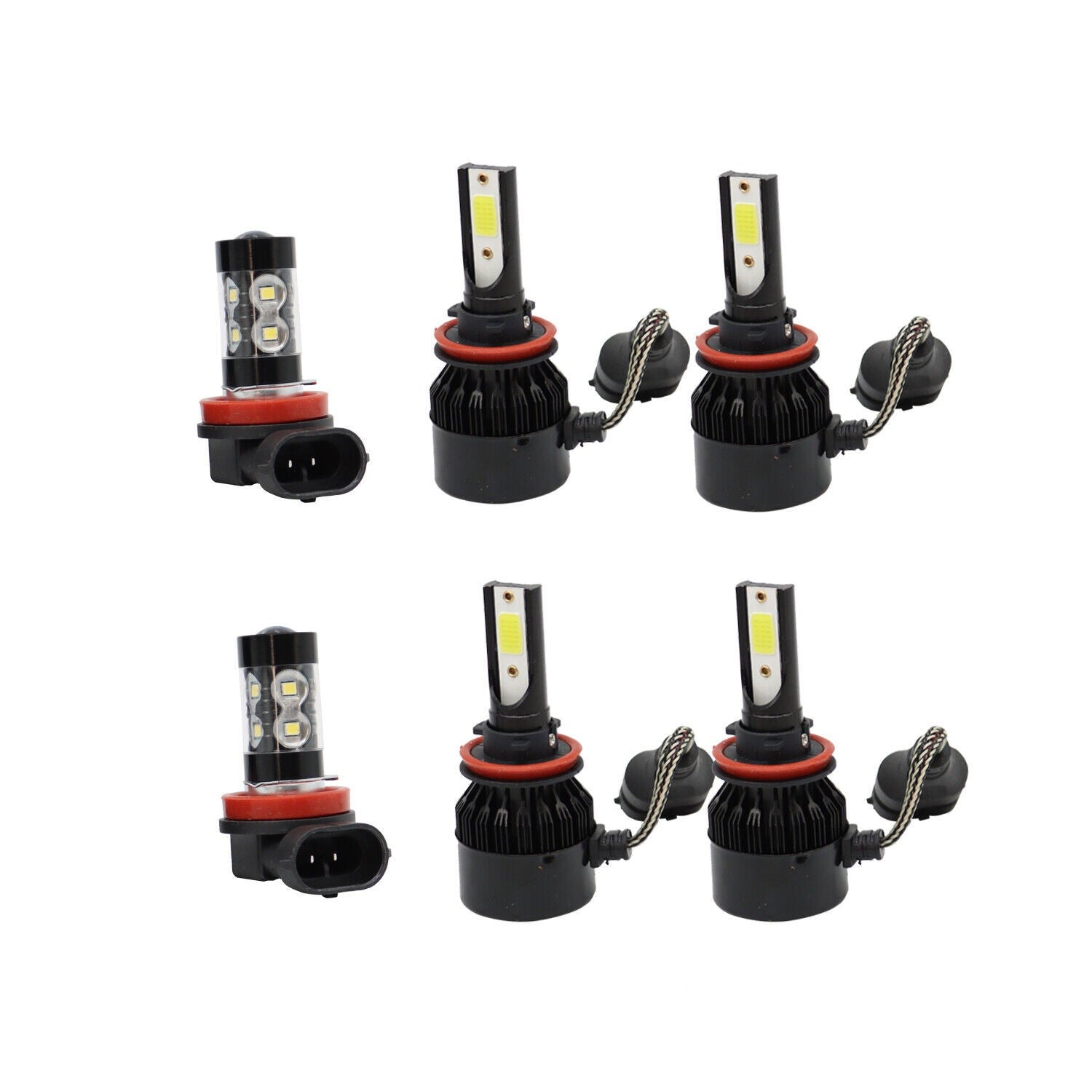 6000K Toyota Camry H11+9005 LED Headlight & Fog Light Bulbs Kit High/Low Beam