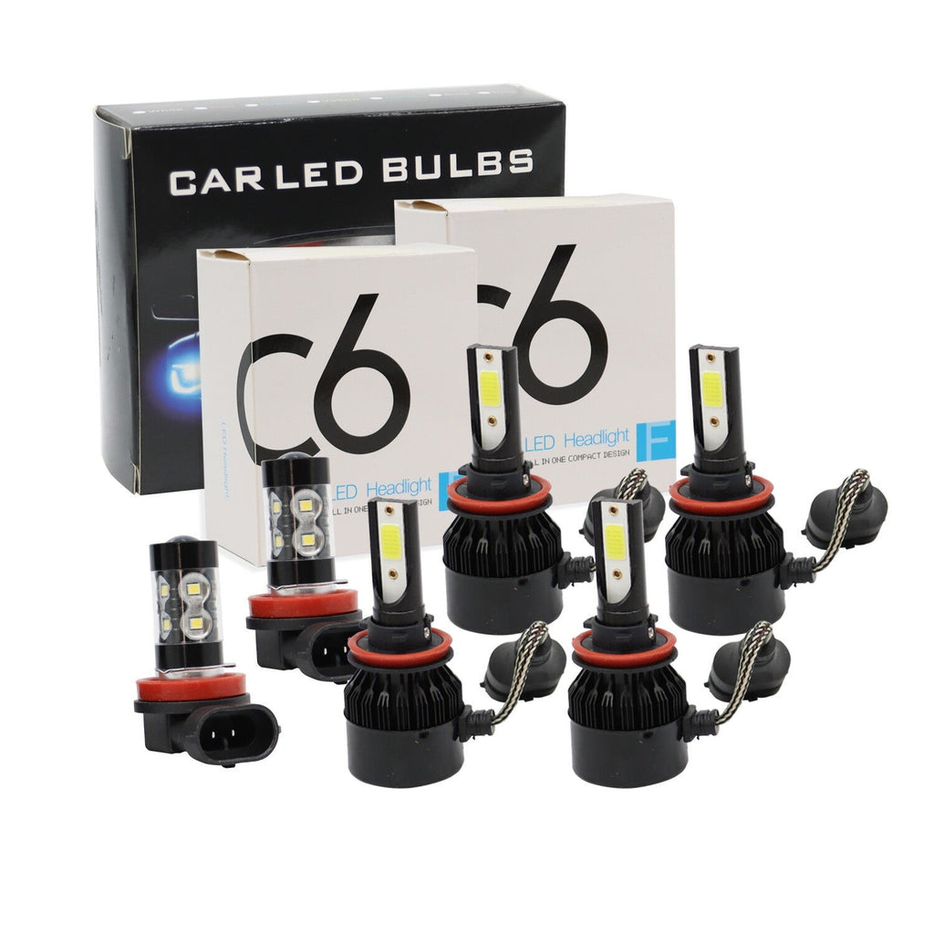 6000K Toyota Camry H11+9005 LED Headlight & Fog Light Bulbs Kit High/Low Beam