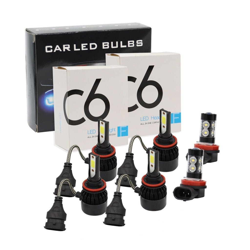 6000K Toyota Camry H11+9005 LED Headlight & Fog Light Bulbs Kit High/Low Beam