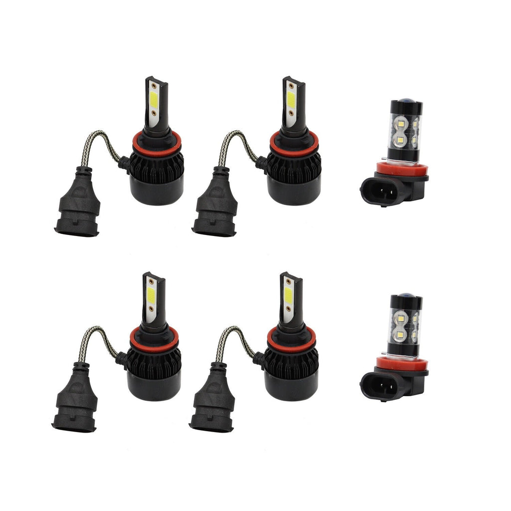 6000K Toyota Camry H11+9005 LED Headlight & Fog Light Bulbs Kit High/Low Beam