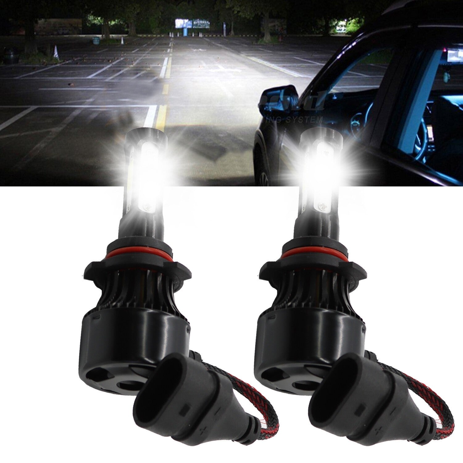 9012 HIR2 LED Headlight Bulb Kit 6000K Super Bright White High Low Beam