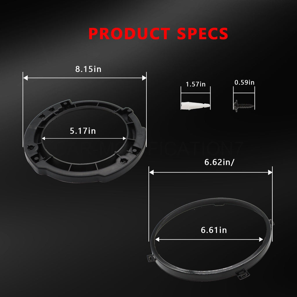 7" Headlight Mount Bracket Ring Set for 2007-2018 Jeep Wrangler JK