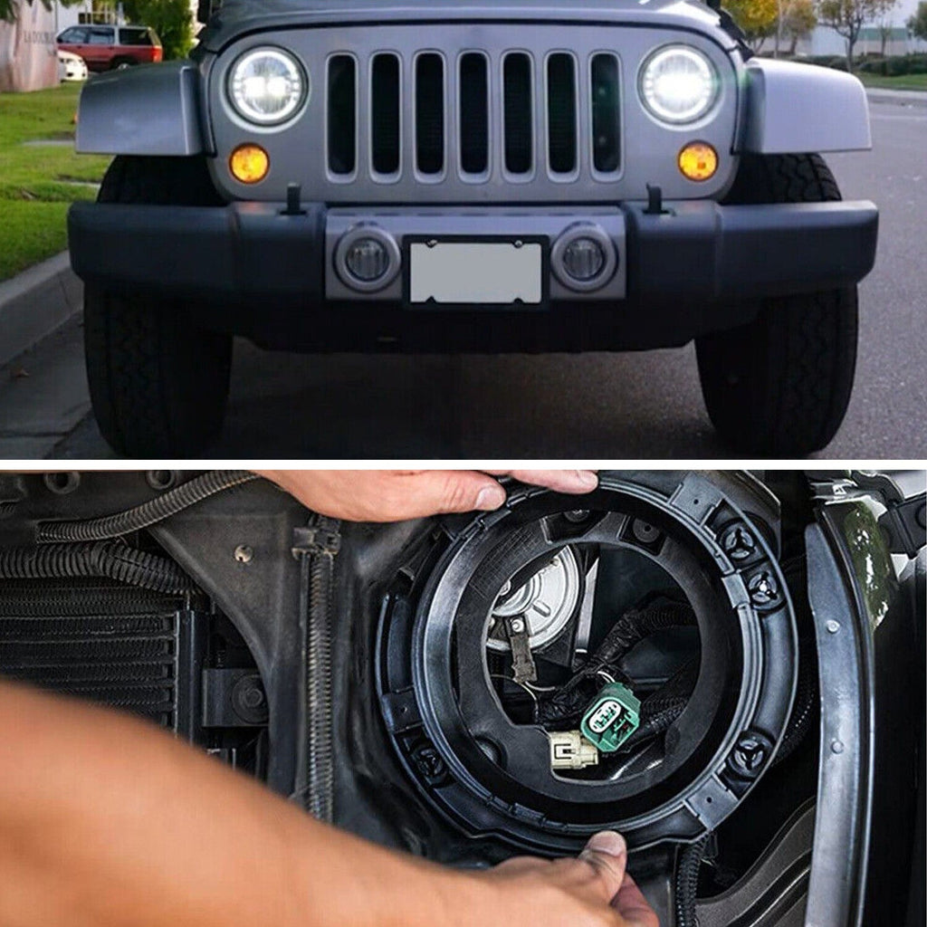 7" Headlight Mount Bracket Ring Set for 2007-2018 Jeep Wrangler JK