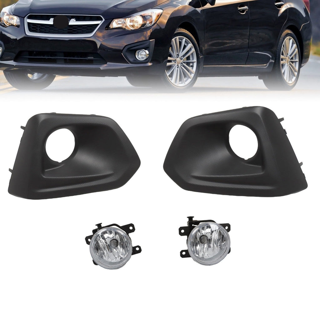 2012-2014 Subaru Impreza Front Bumper Fog Lights with Cover Bezel Pair