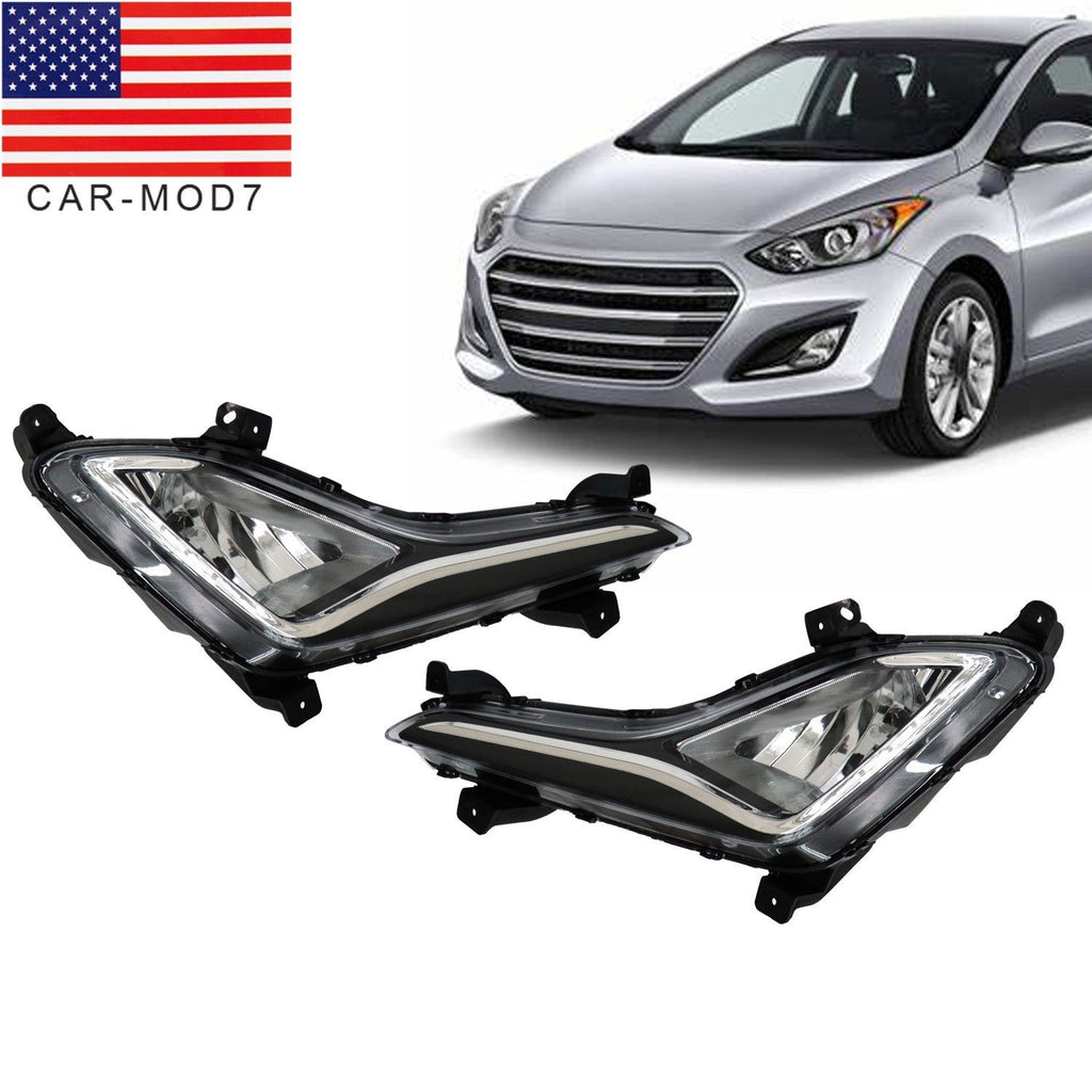 Front Clear Lens Fog Lights Pair for 2014-2016 Hyundai Elantra LH & RH