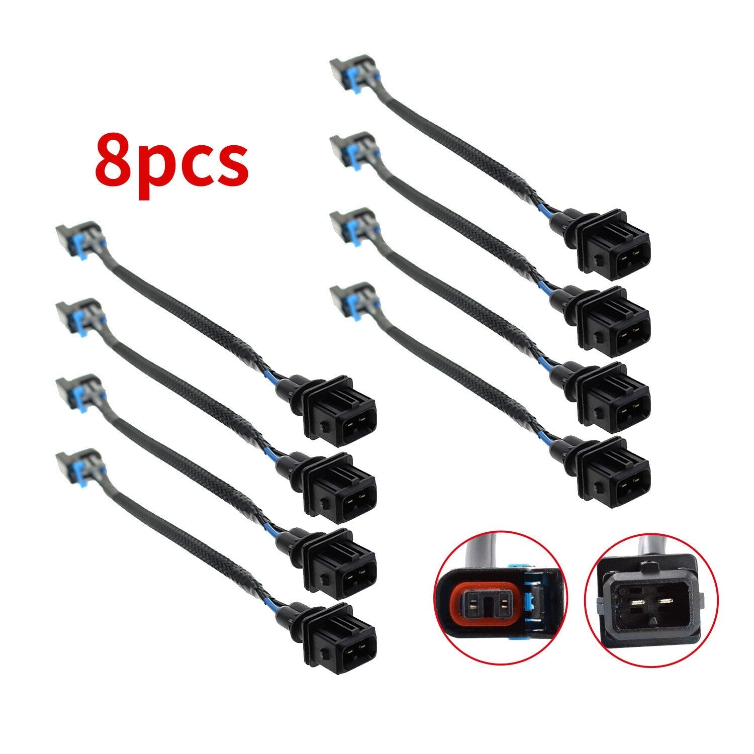 8pcs Fuel Injector Wire Harness Adapter Jetronic EV1 to Mini Delphi Multec 2