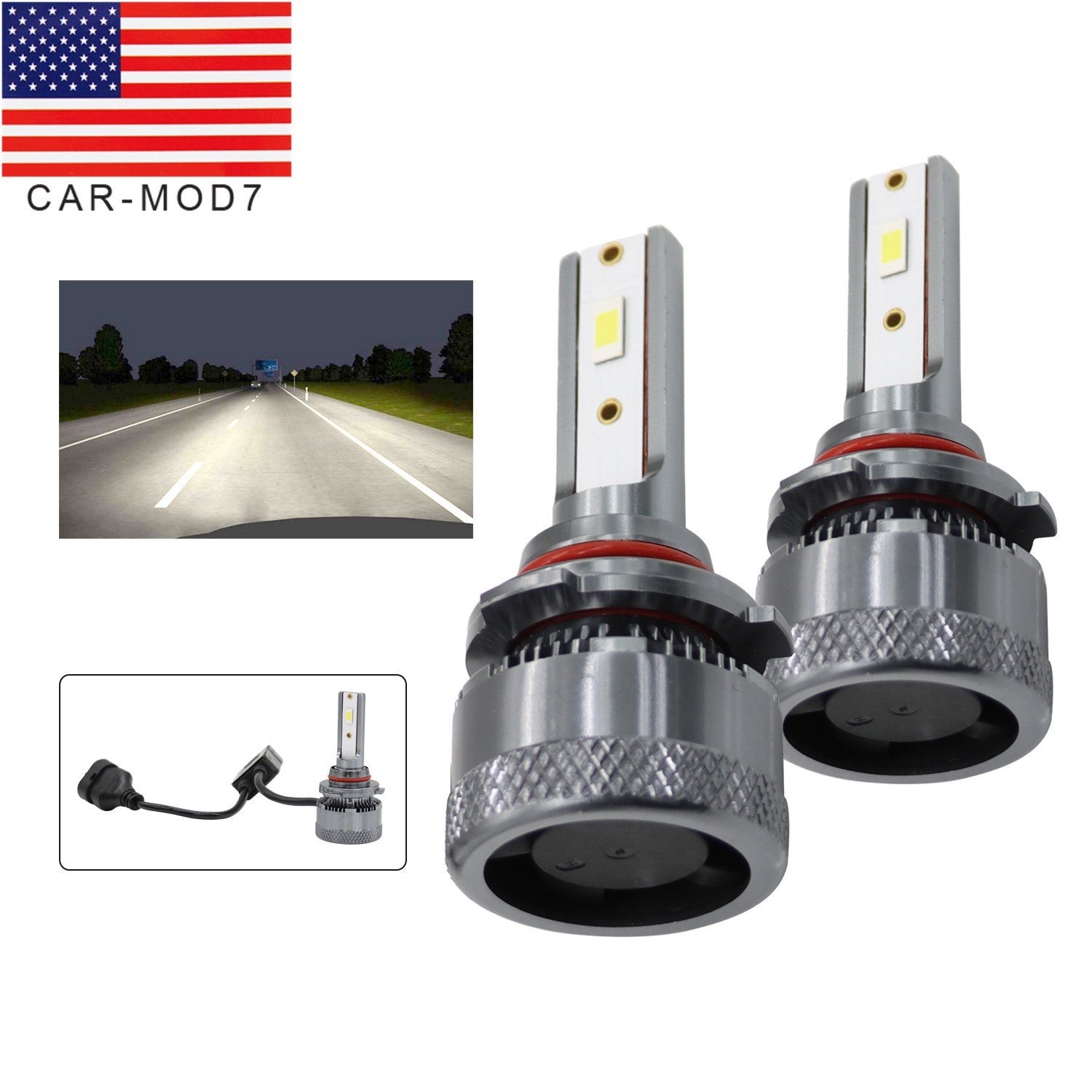 9005 LED Headlight Bulbs Kit 6500K 20000LM High Low Beam 2PCS Super Bright