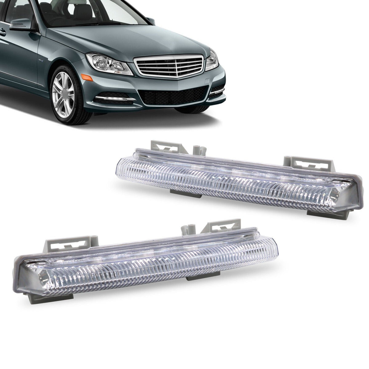 Mercedes Benz C200 C300 C63 AMG 2007-2014 Front Fog Lights DRL Pair