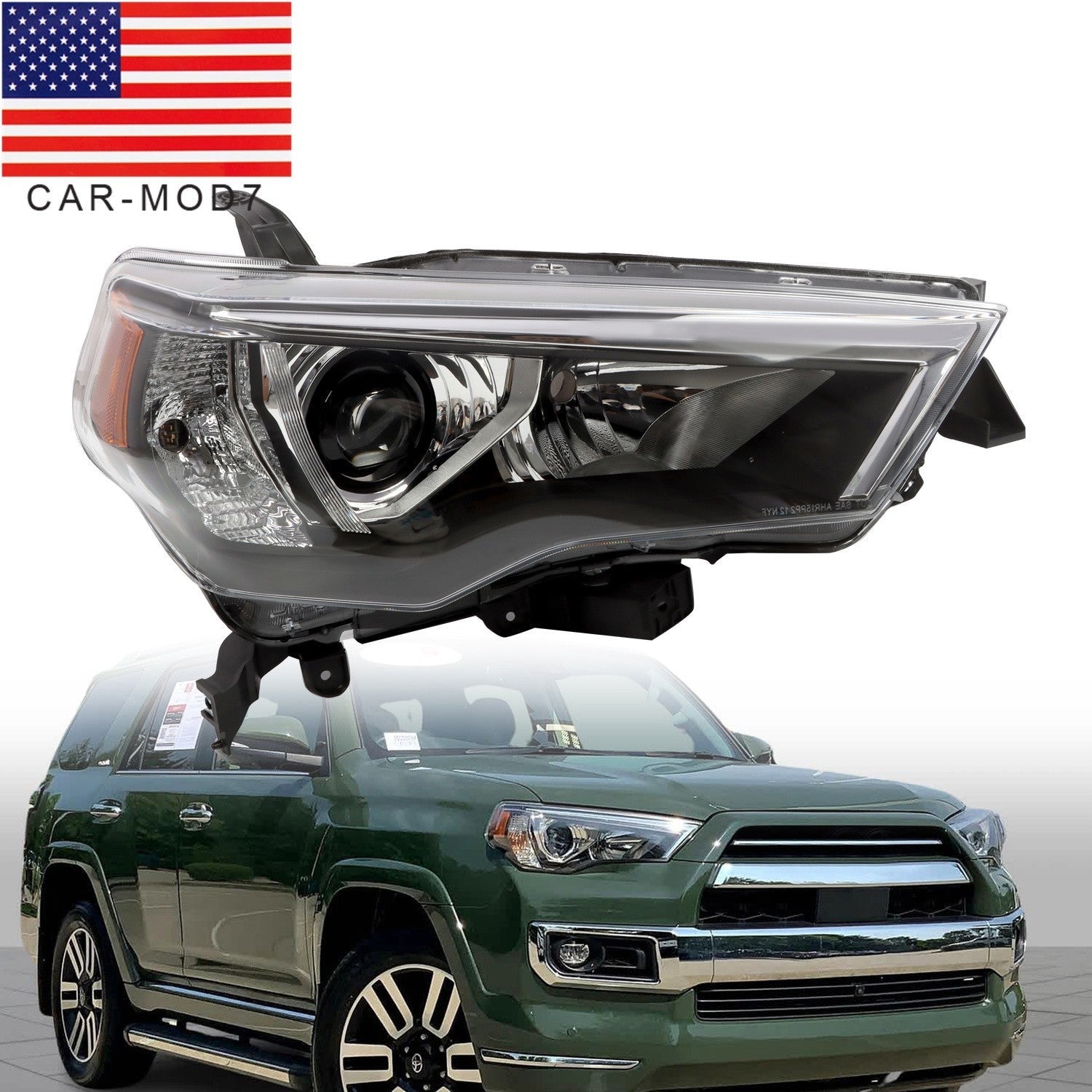 Black Front Headlight Right Side Replacement for 2021-2023 Toyota 4Runner