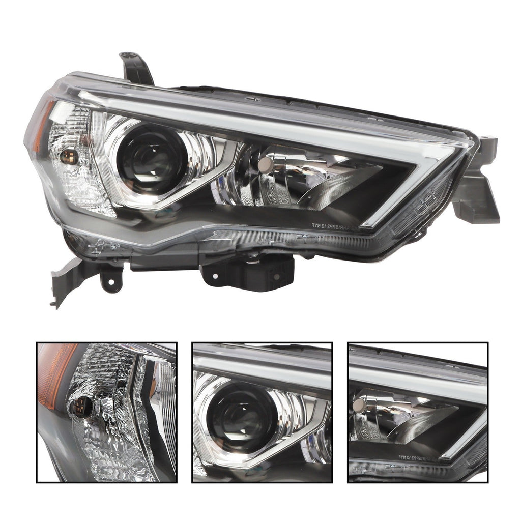 Black Front Headlight Right Side Replacement for 2021-2023 Toyota 4Runner
