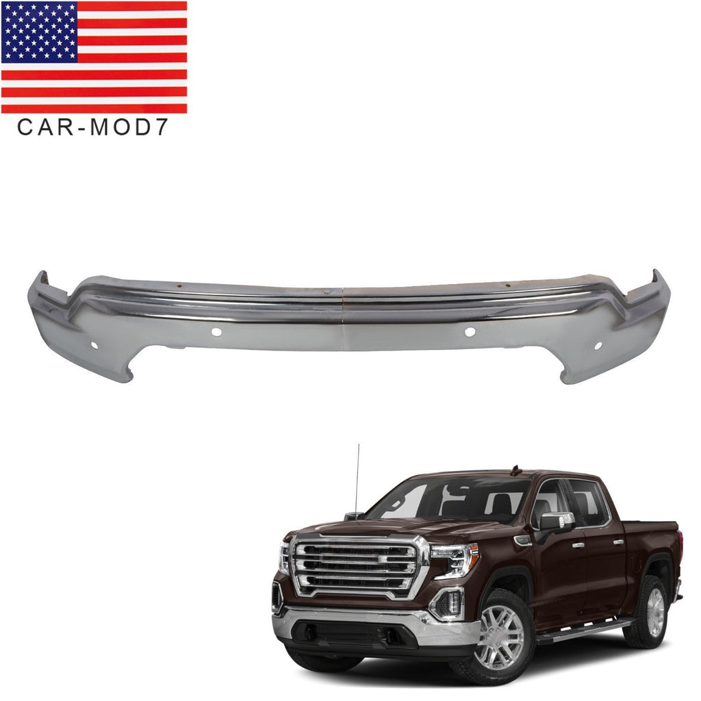 Chrome Front Bumper Face Bar w/ Sensor Holes for 2019-2021 GMC Sierra 1500
