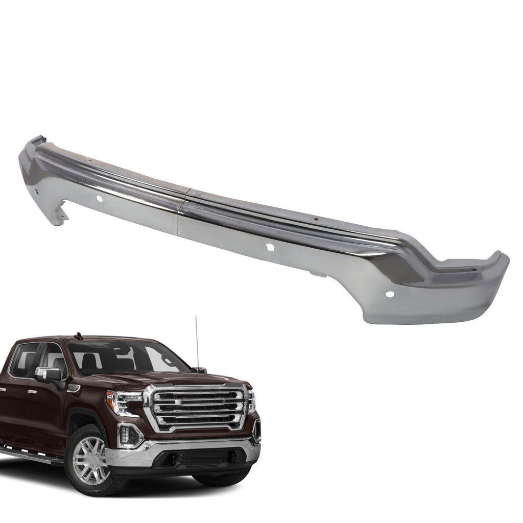 Chrome Front Bumper Face Bar w/ Sensor Holes for 2019-2021 GMC Sierra 1500