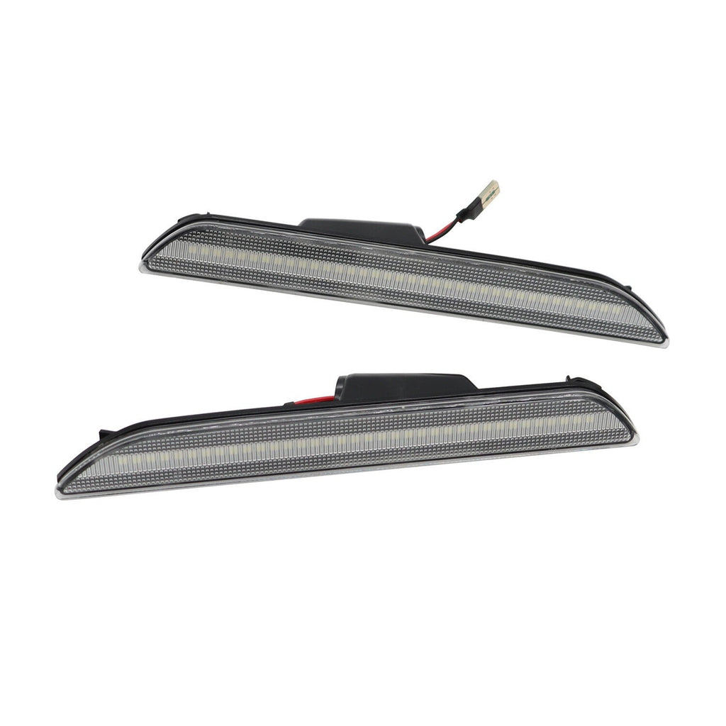 Clear Lens White LED Rear Side Marker Signal Lights for 2015-21 Ford Mustang