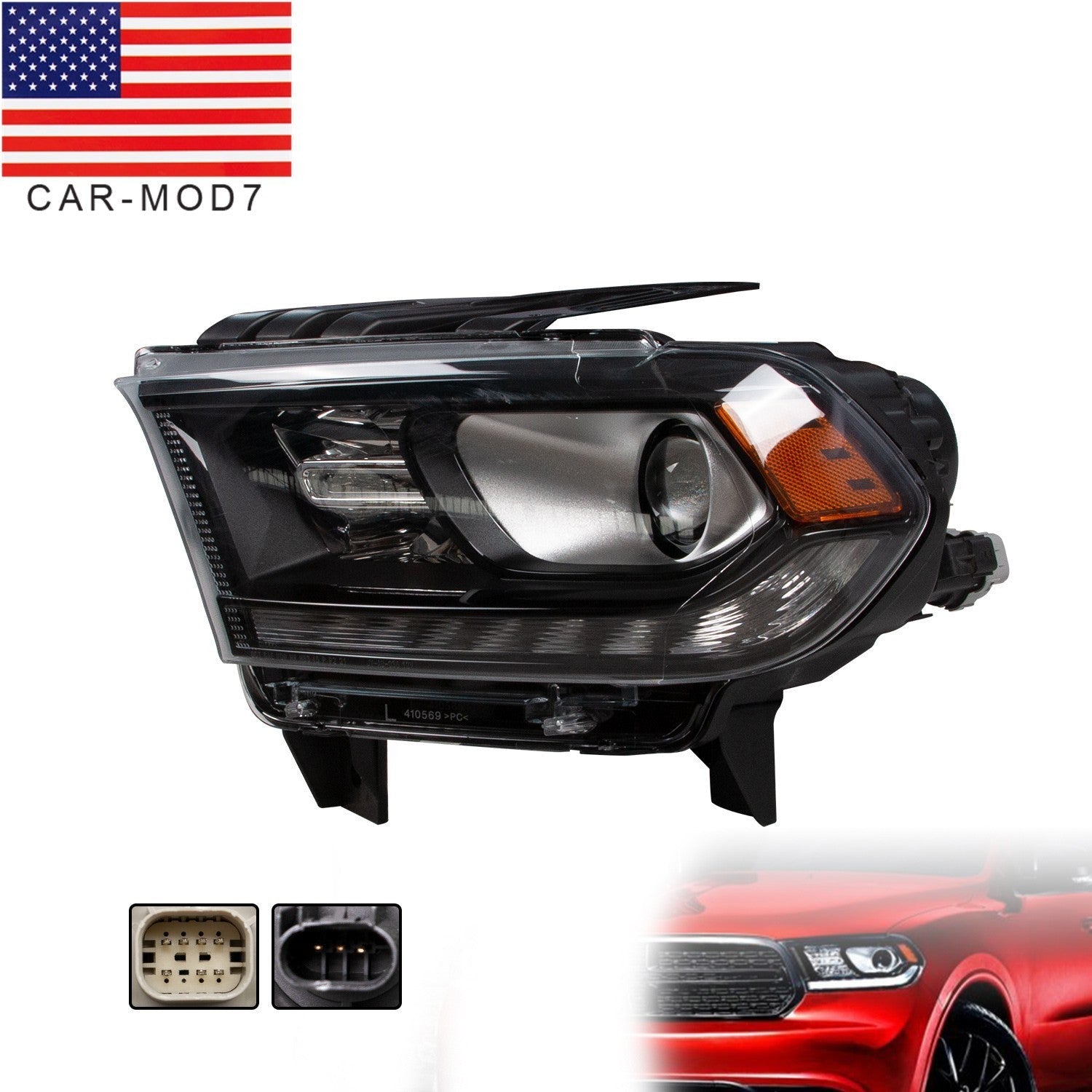 Black HID Left Driver Headlight for Dodge Durango 2016-2020