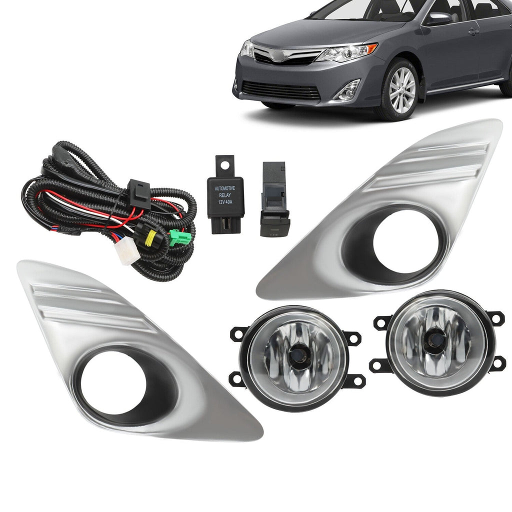 Bumper Fog Light with Chrome Cover for 2012-2014 Toyota Camry L LE XLE