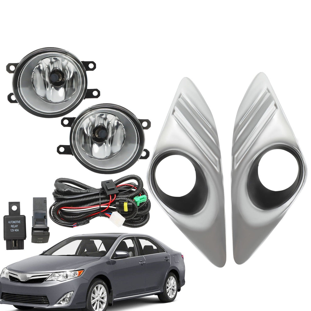 Bumper Fog Light with Chrome Cover for 2012-2014 Toyota Camry L LE XLE