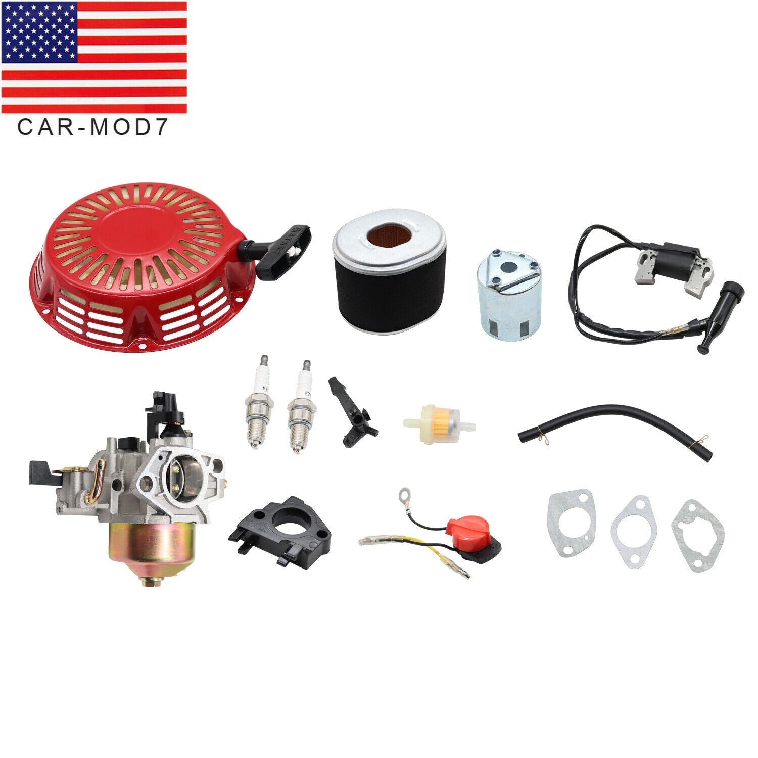 Carburetor & Recoil Starter Kit for Honda GX340 GX390 11HP 13HP 182F 188F
