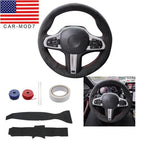 Black Alcantara Suede Steering Wheel Cover Hand-Stitched for BMW G20 G80 M340i