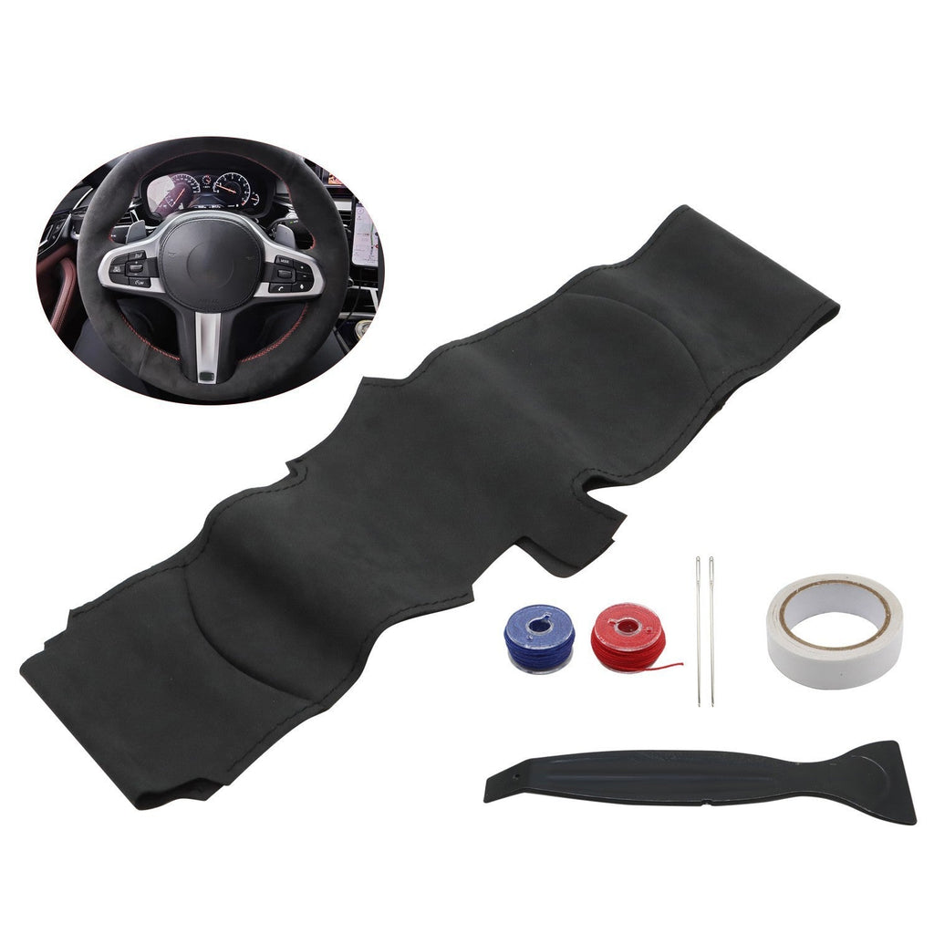 Black Alcantara Suede Steering Wheel Cover Hand-Stitched for BMW G20 G80 M340i