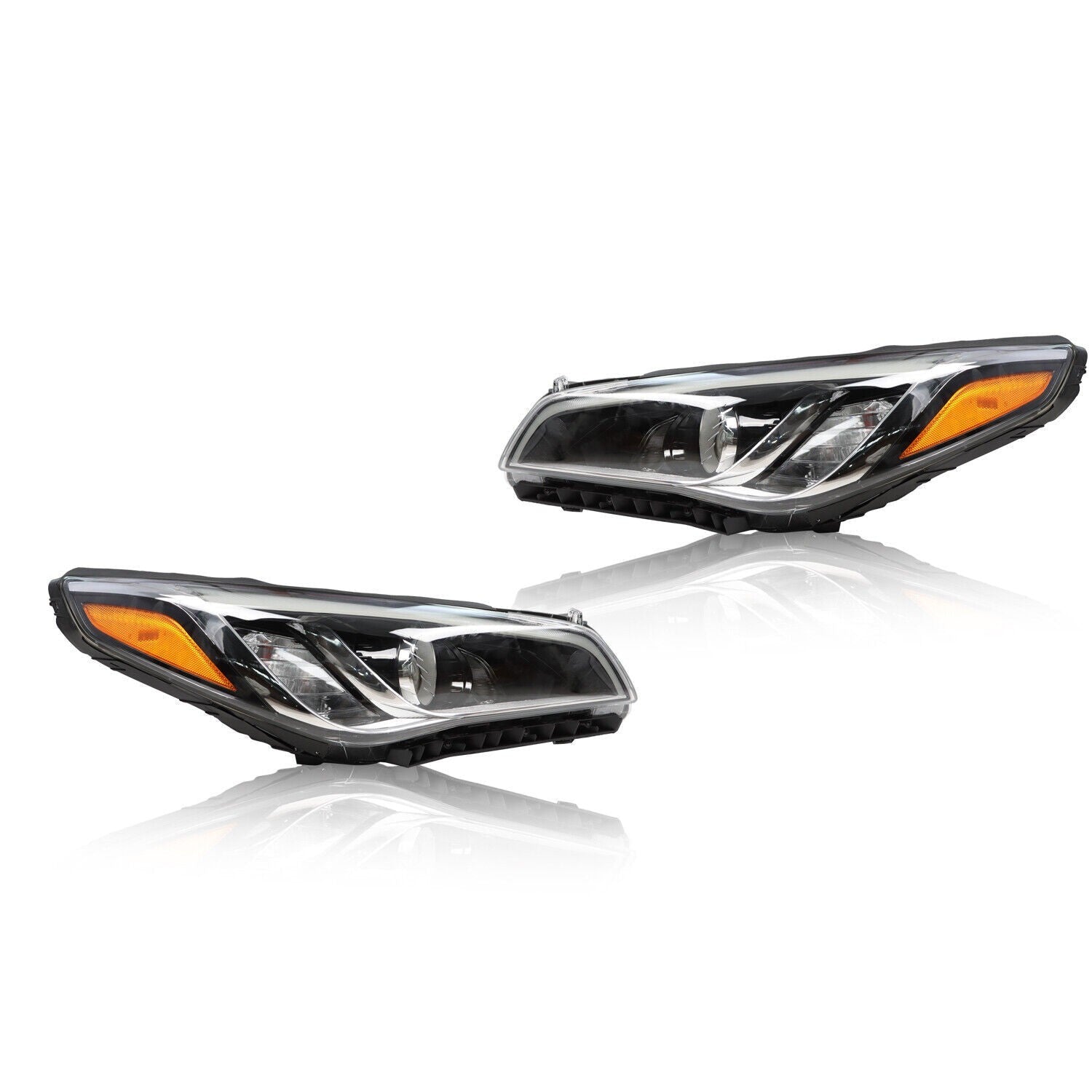 Chrome Halogen Headlight Assembly Pair for 2015-2017 Hyundai Sonata