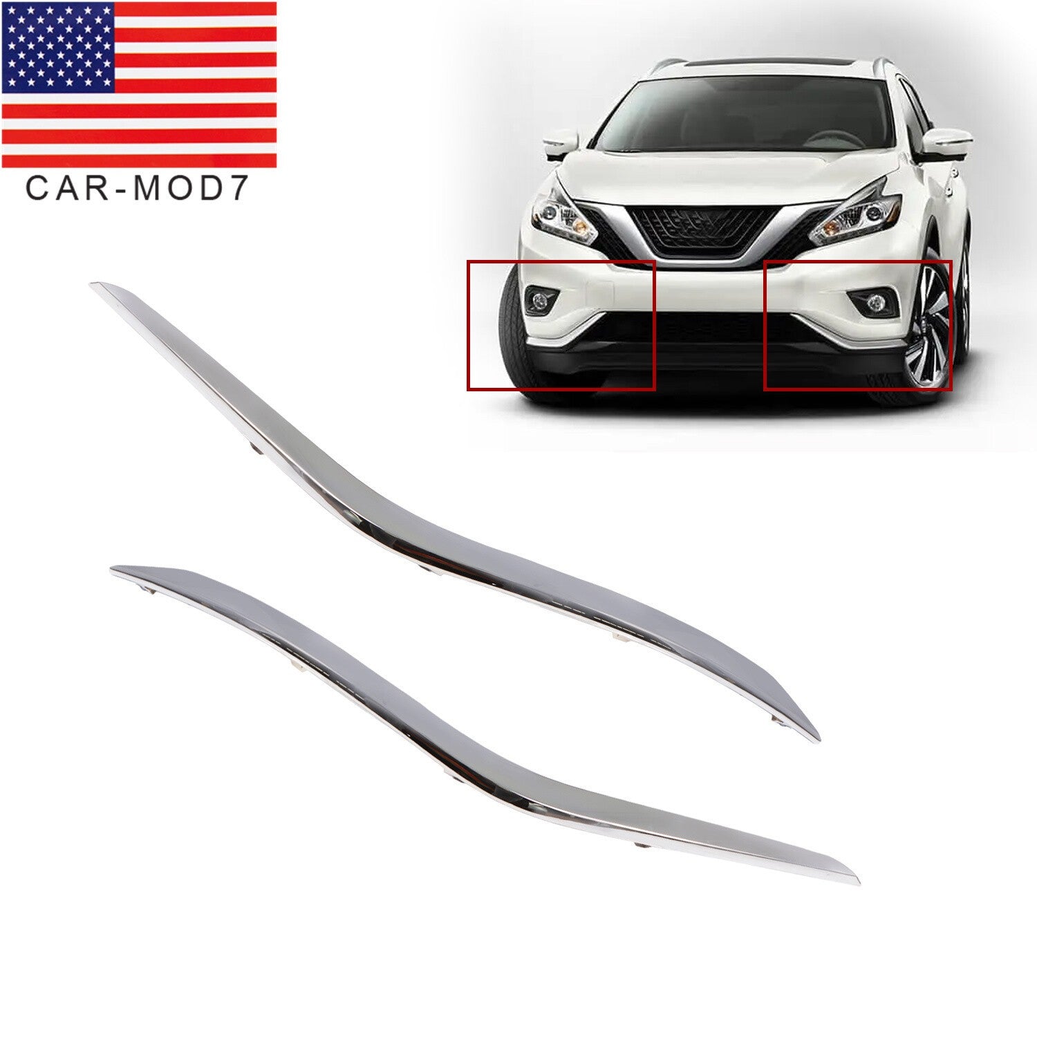 Chrome Front Lower Bumper Trim Set for 2015-2018 Nissan Murano Left & Right