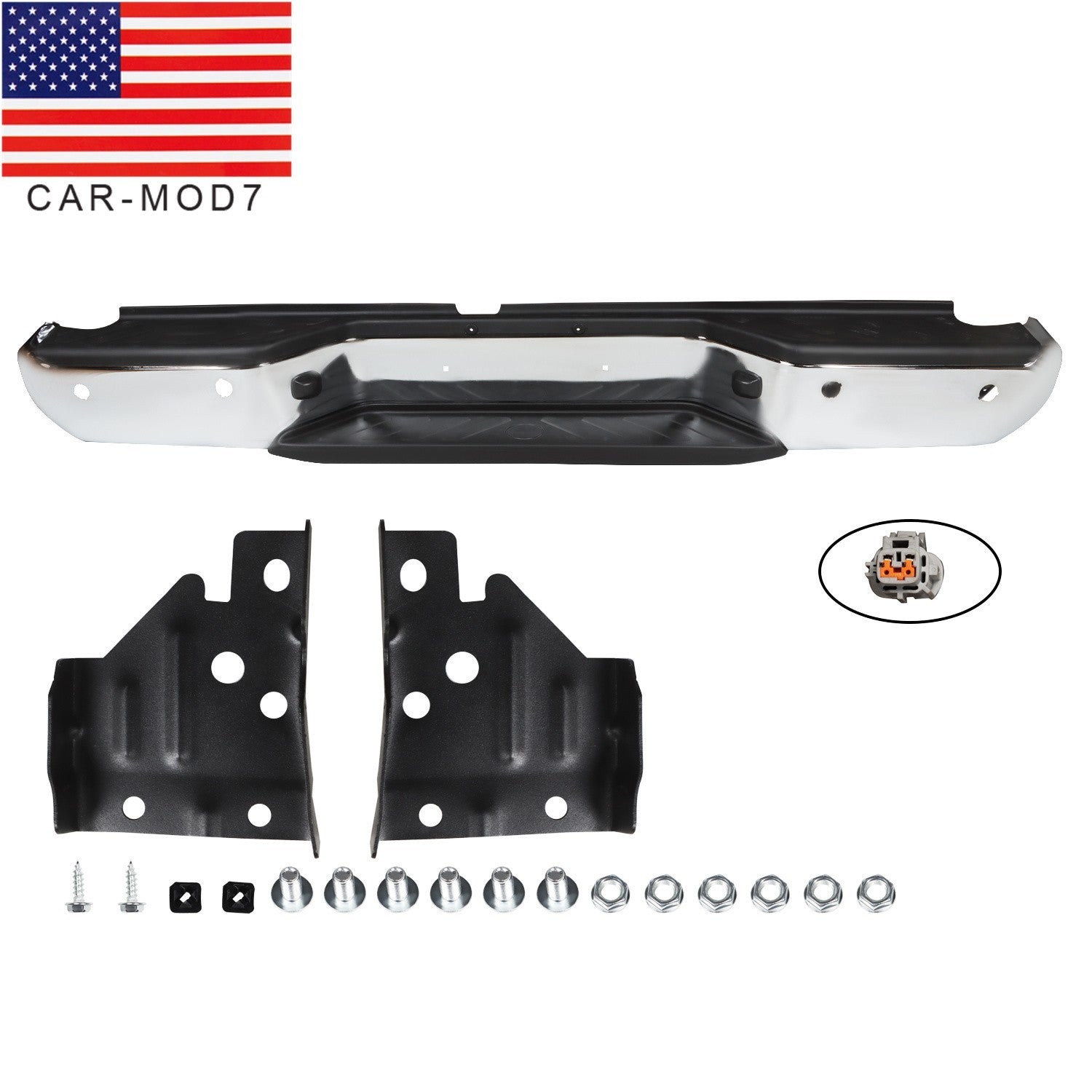 Chrome Rear Step Bumper Assembly for 2013-2021 Nissan Frontier w/ Sensor & Pad