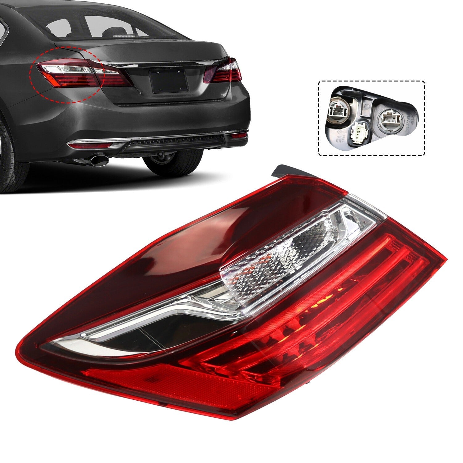 Left Driver Side Outer Tail Light for 2016-2017 Honda Accord Sedan