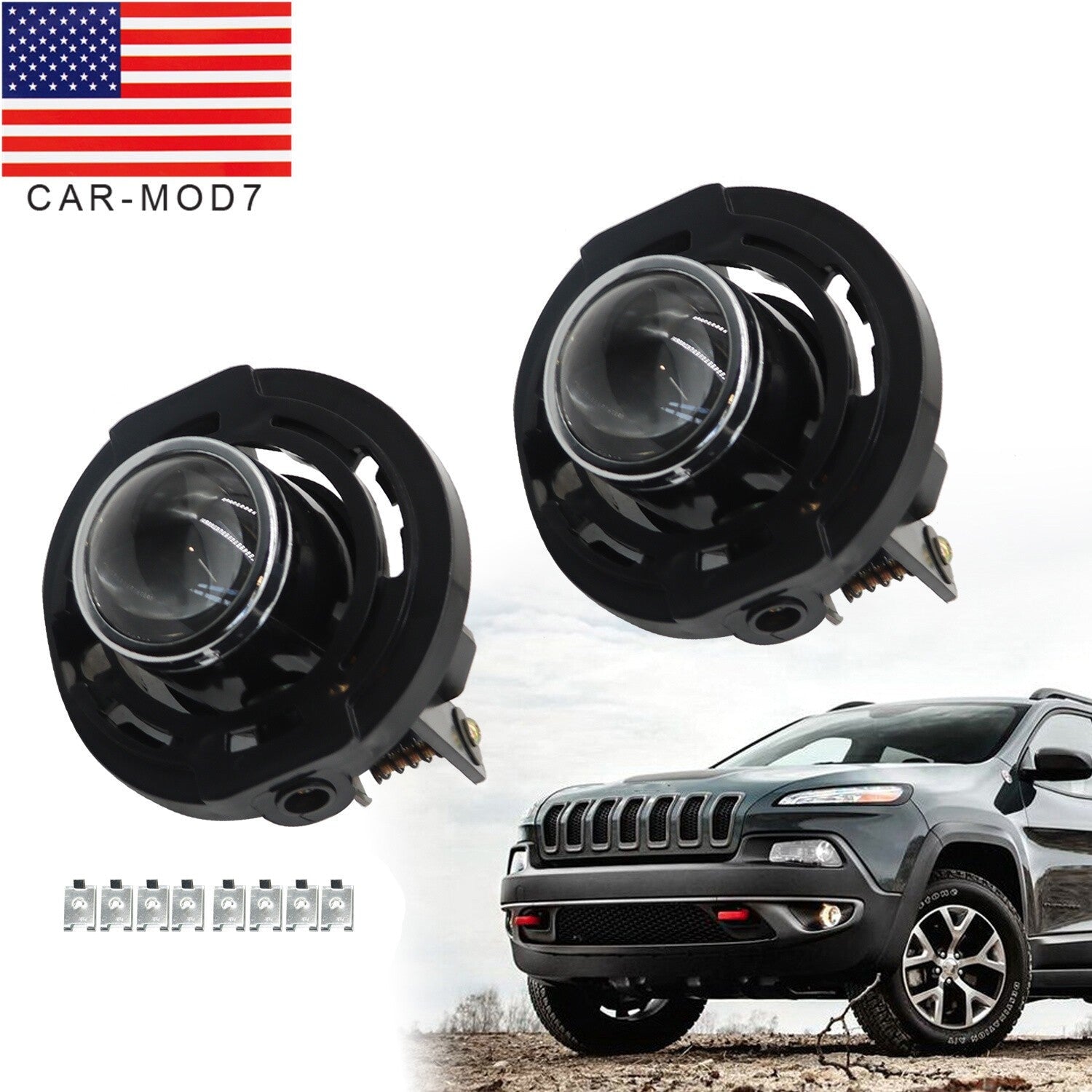 Fit for 2014-2021 Jeep Grand Cherokee Front Fog Lights Left & Right Clear Lens