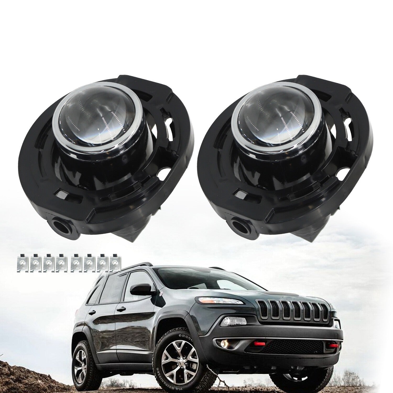 Fit for 2014-2021 Jeep Grand Cherokee Front Fog Lights Left & Right Clear Lens