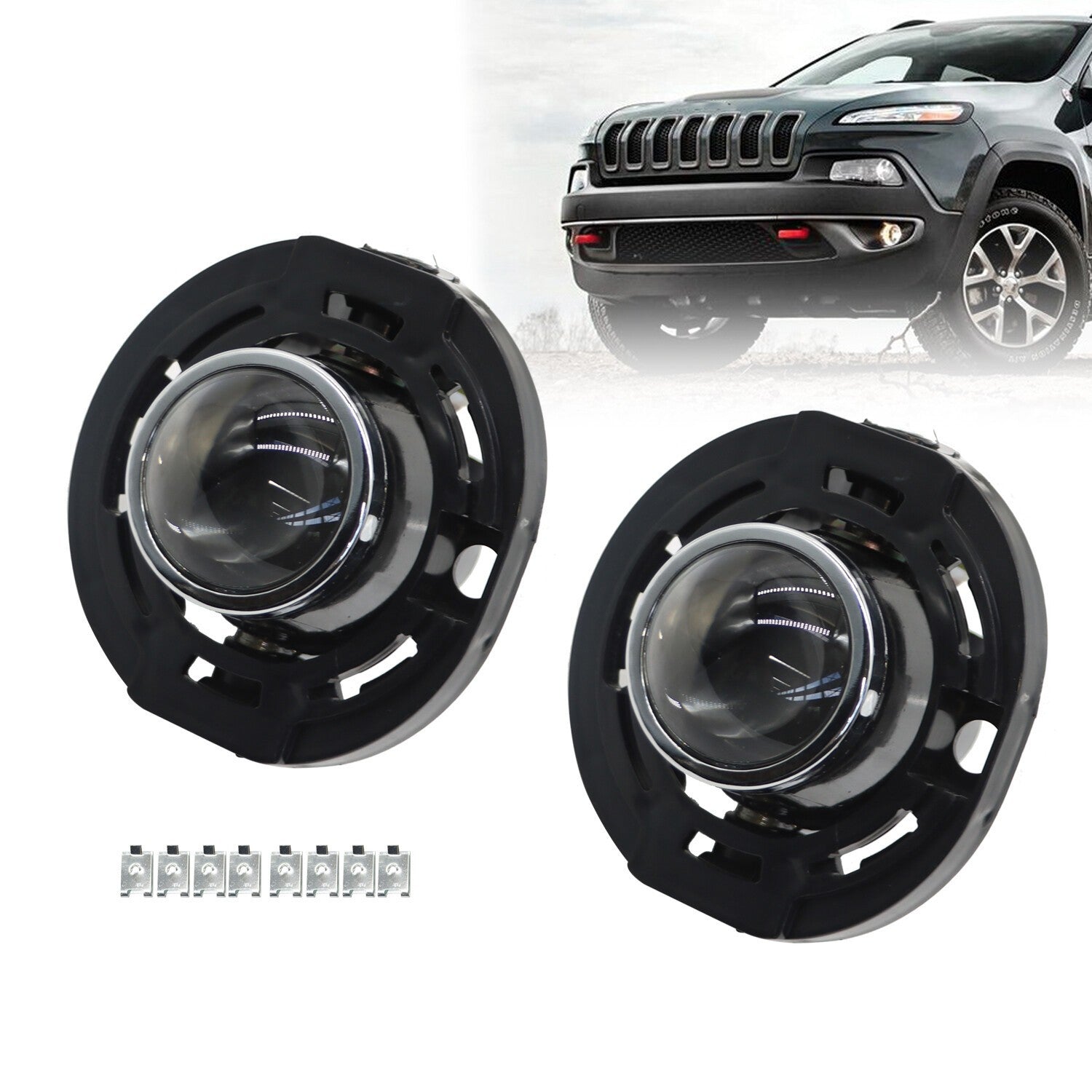 Fit for 2014-2021 Jeep Grand Cherokee Front Fog Lights Left & Right Clear Lens