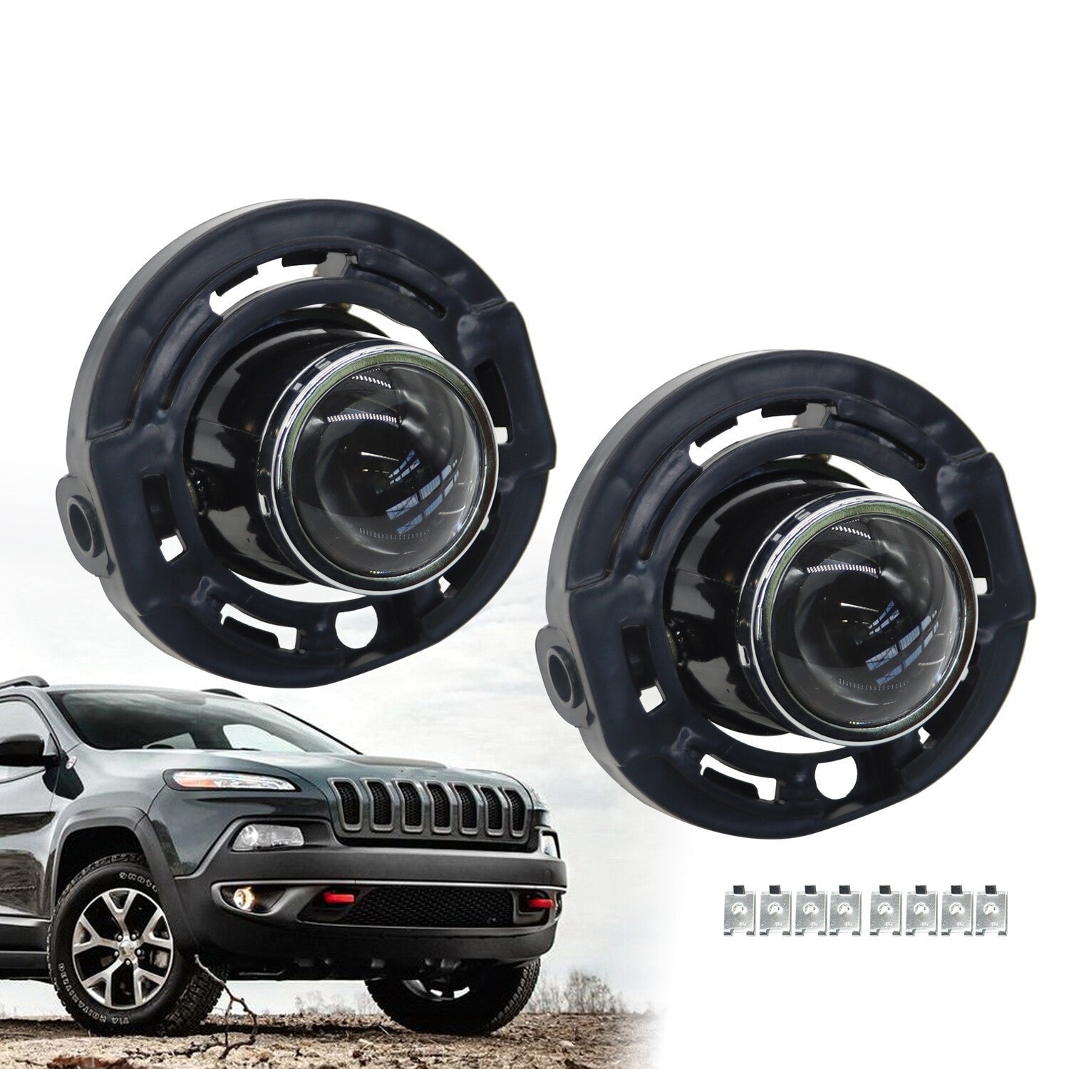 Fit for 2014-2021 Jeep Grand Cherokee Front Fog Lights Left & Right Clear Lens