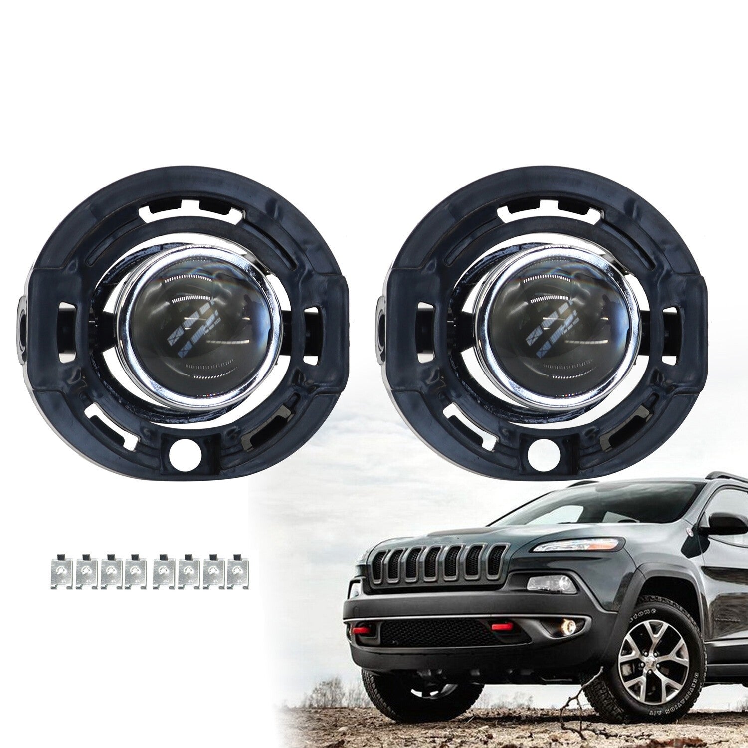 Fit for 2014-2021 Jeep Grand Cherokee Front Fog Lights Left & Right Clear Lens