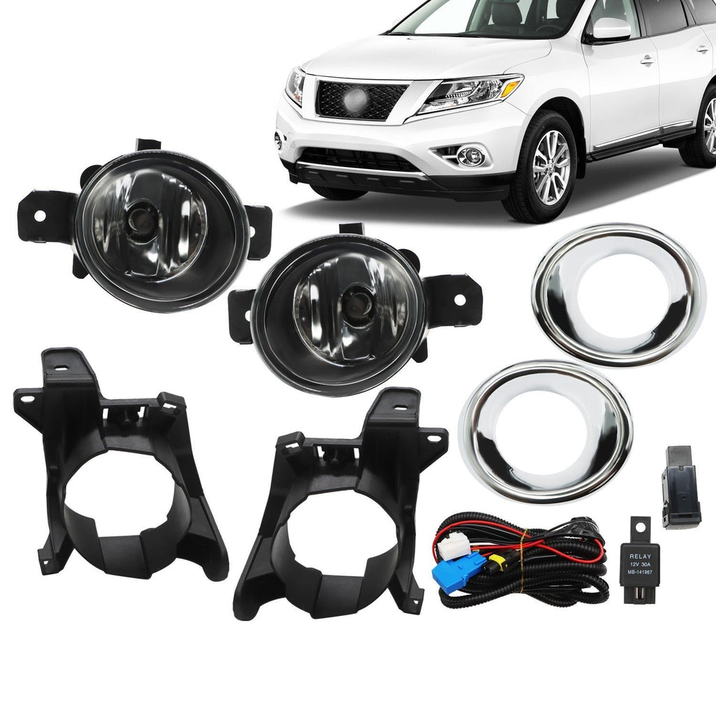 2013-2016 Nissan Pathfinder Driving Fog Lights with Chrome Bezel Lamp