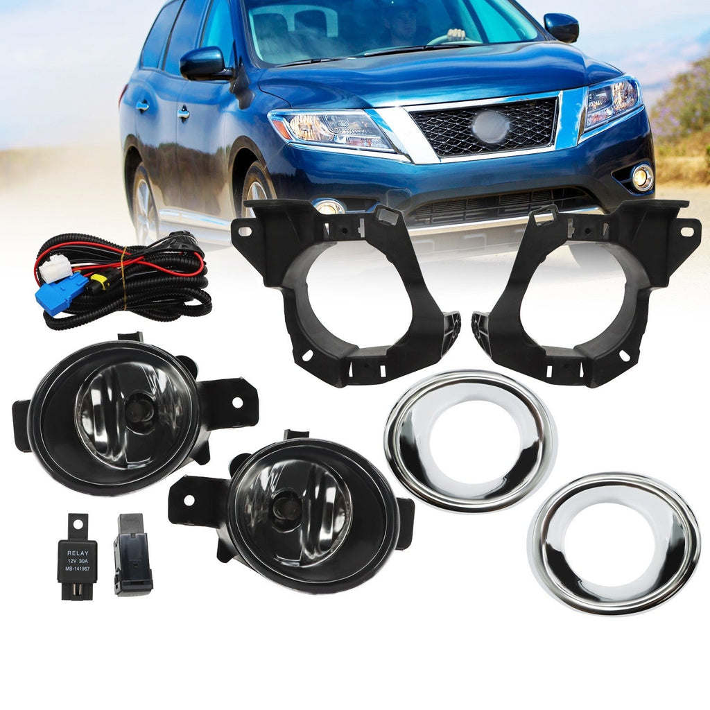 2013-2016 Nissan Pathfinder Driving Fog Lights with Chrome Bezel Lamp