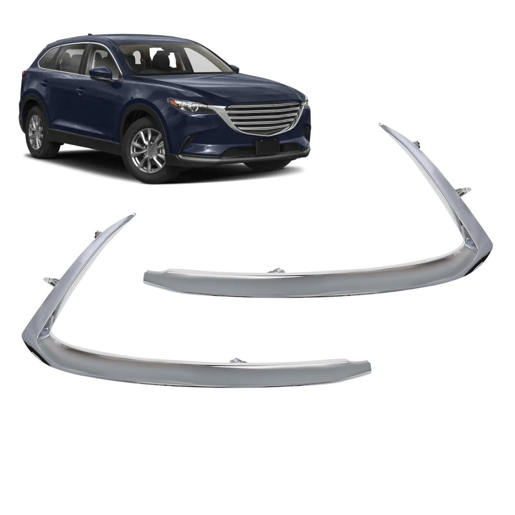 Chrome Bumper Trim Set Front Driver & Passenger Side for 2016-2022 Mazda CX-9