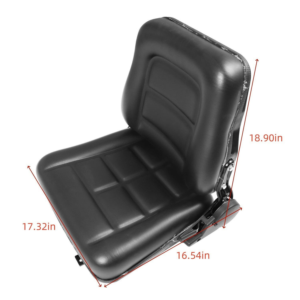 Universal Fold Down Tractor Forklift Seat with Micro Switch and Slide - Black
