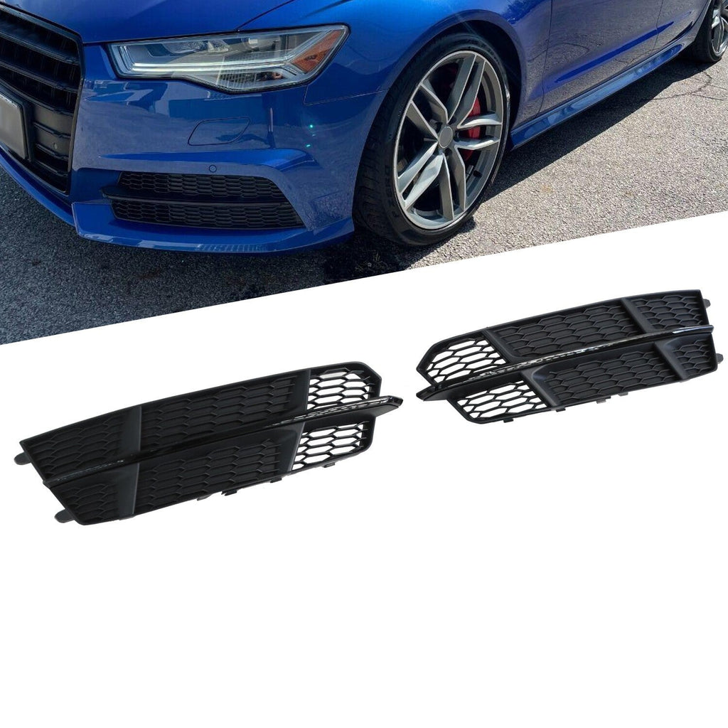 AUDI S6 A6 S-Line 2016-2018 Black Front Fog Light Cover Honeycomb Grille