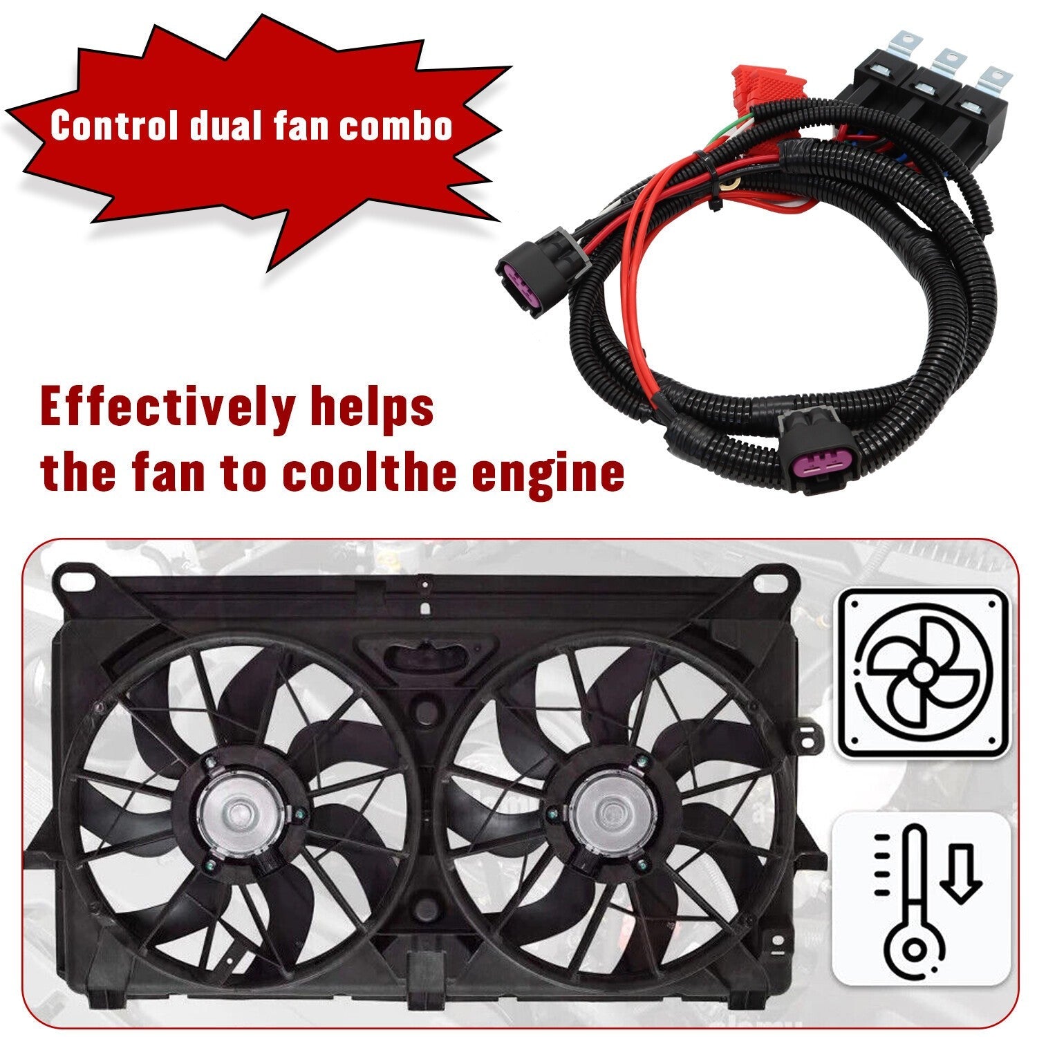 1999-2006 ECU Dual Electric Fan Upgrade Wiring Harness 7L5533A226T