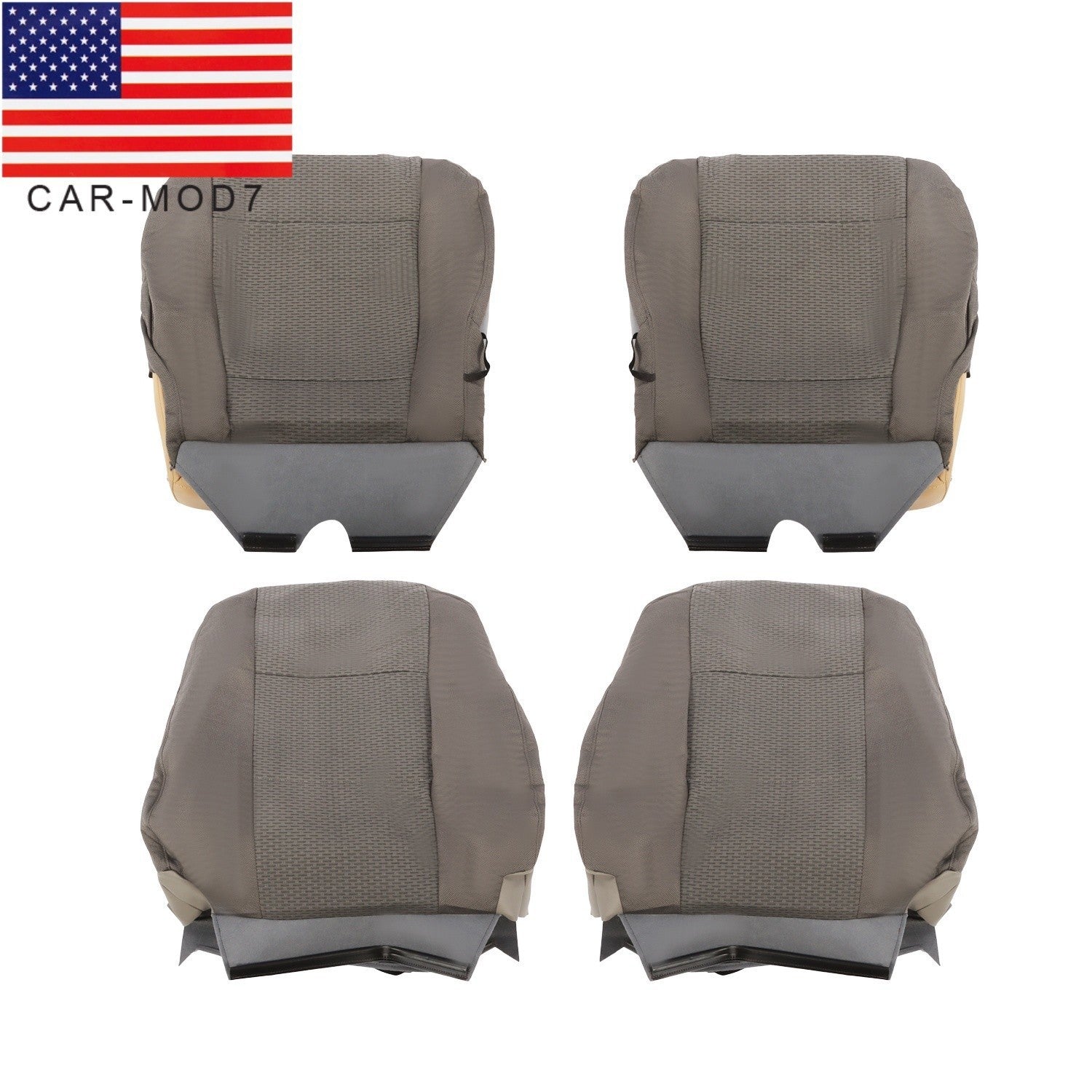 Gray Front Top & Bottom Cloth Seat Cover for 2017-21 Ford F250 F350 F450 F550