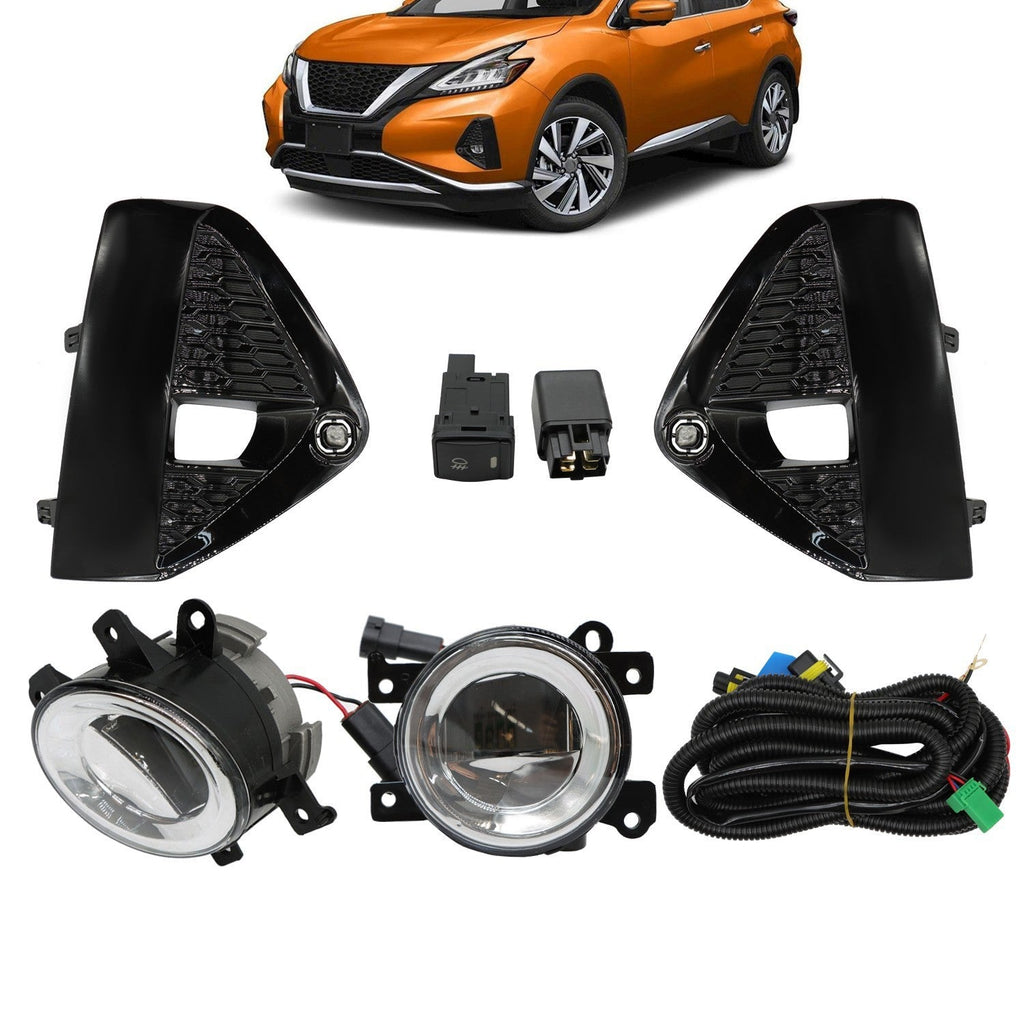 LED Fog Lights Kit w/ Bezel, Switch, Wires & Relay for 19-21 Nissan Murano