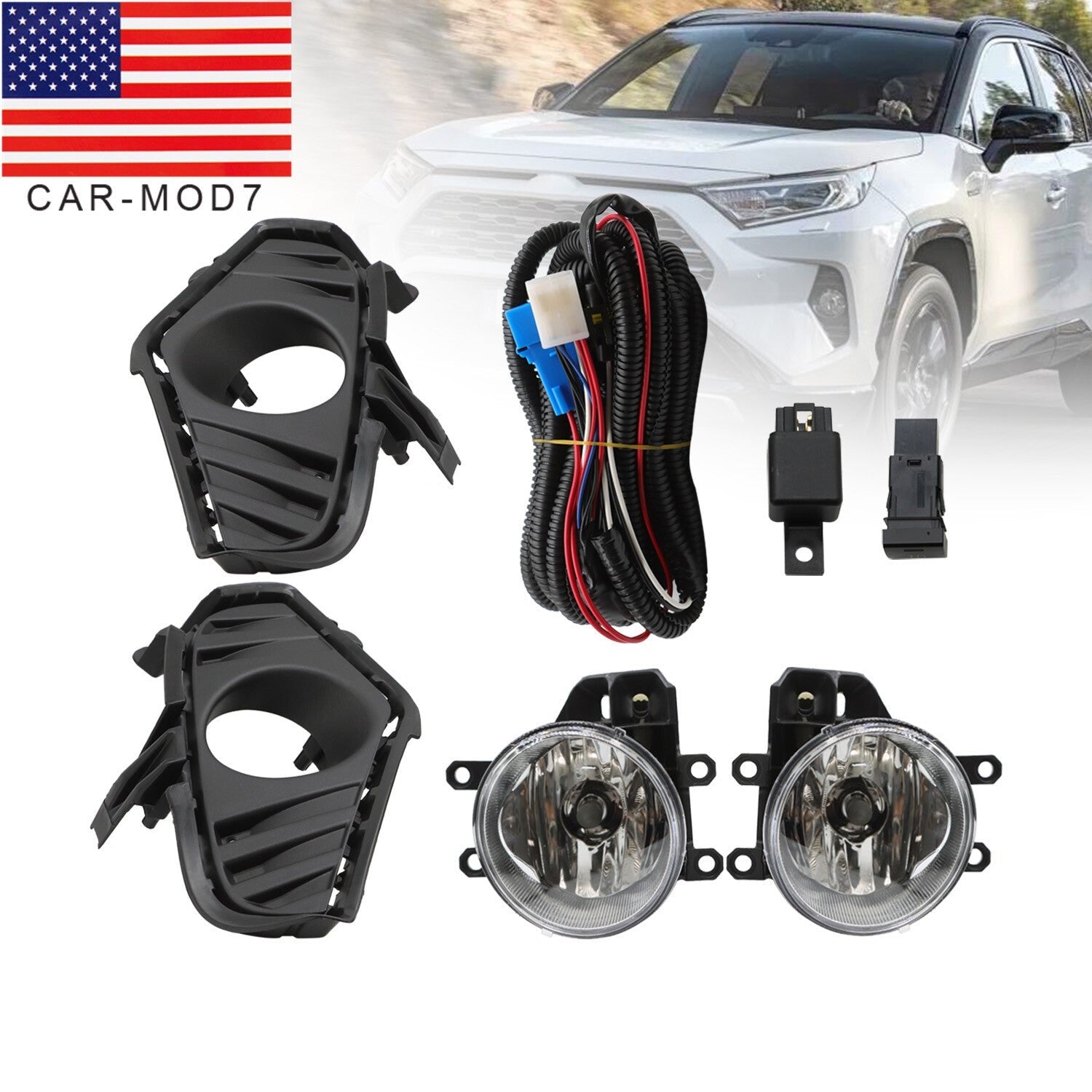 Toyota RAV4 2019-2023 Front Bumper Halogen Fog Lights Replacement Pair