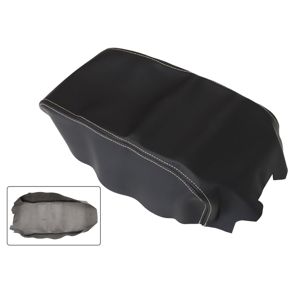 Nissan Maxima 2016-2019 Black Leather Console Armrest Cover Beige Stitch