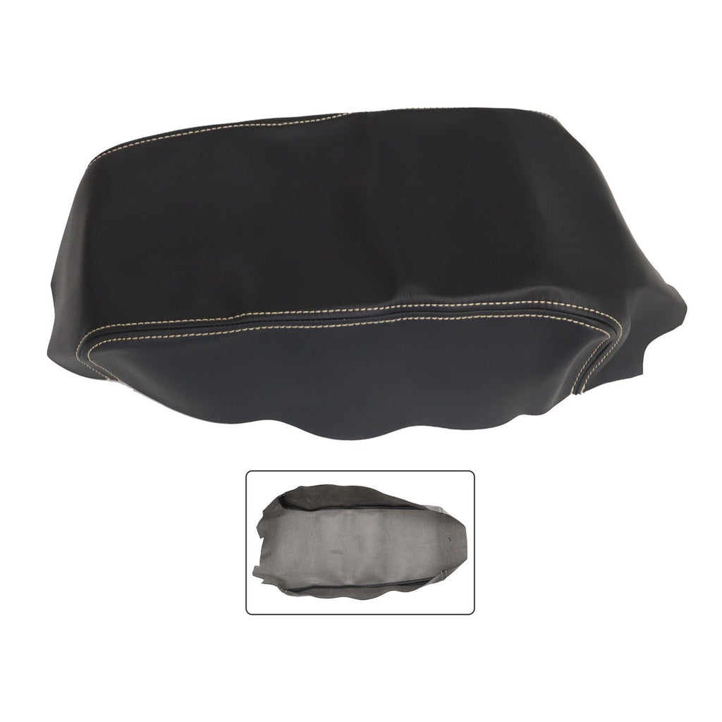 Nissan Maxima 2016-2019 Black Leather Console Armrest Cover Beige Stitch