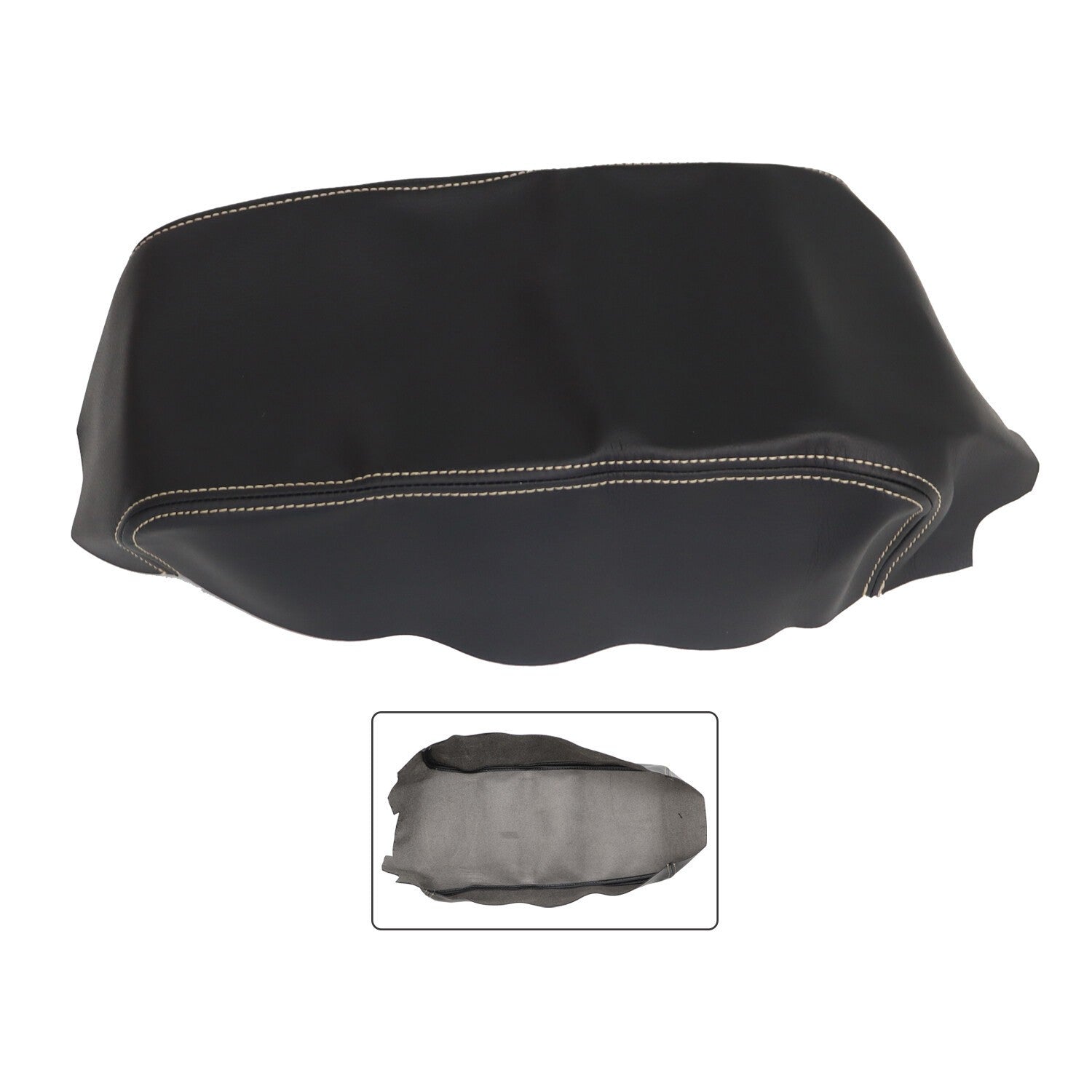 Nissan Maxima 2016-2019 Black Leather Console Armrest Cover Beige Stitch