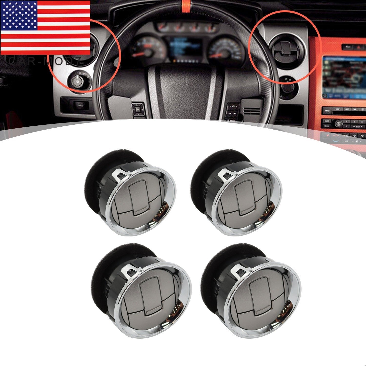09-14 Ford F-150 Chrome AC Heater Air Vent Dashboard Louvre 4X Interior