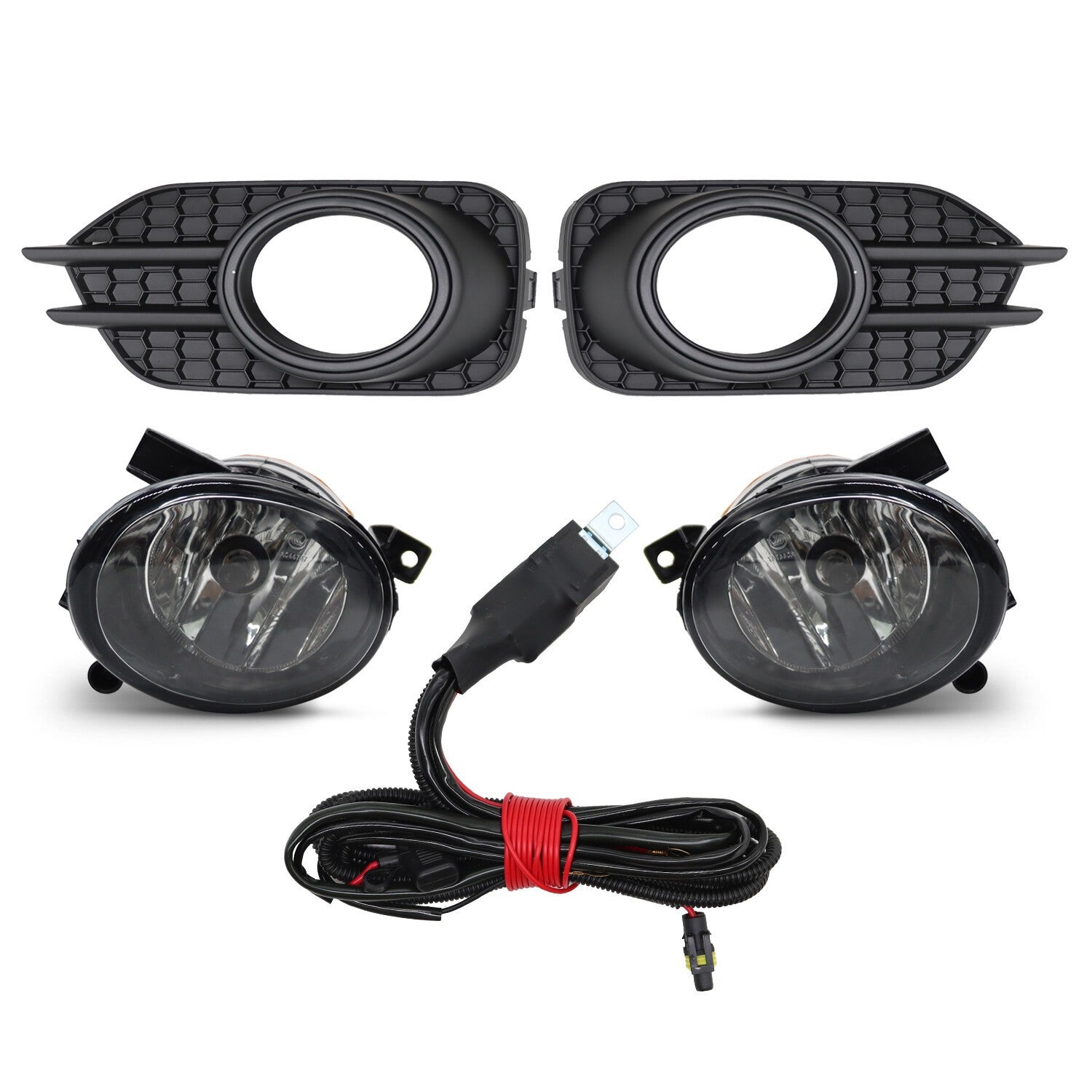 VW Tiguan 2012-2017 Front Halogen Fog Light Lens + Grille + Wiring Kit