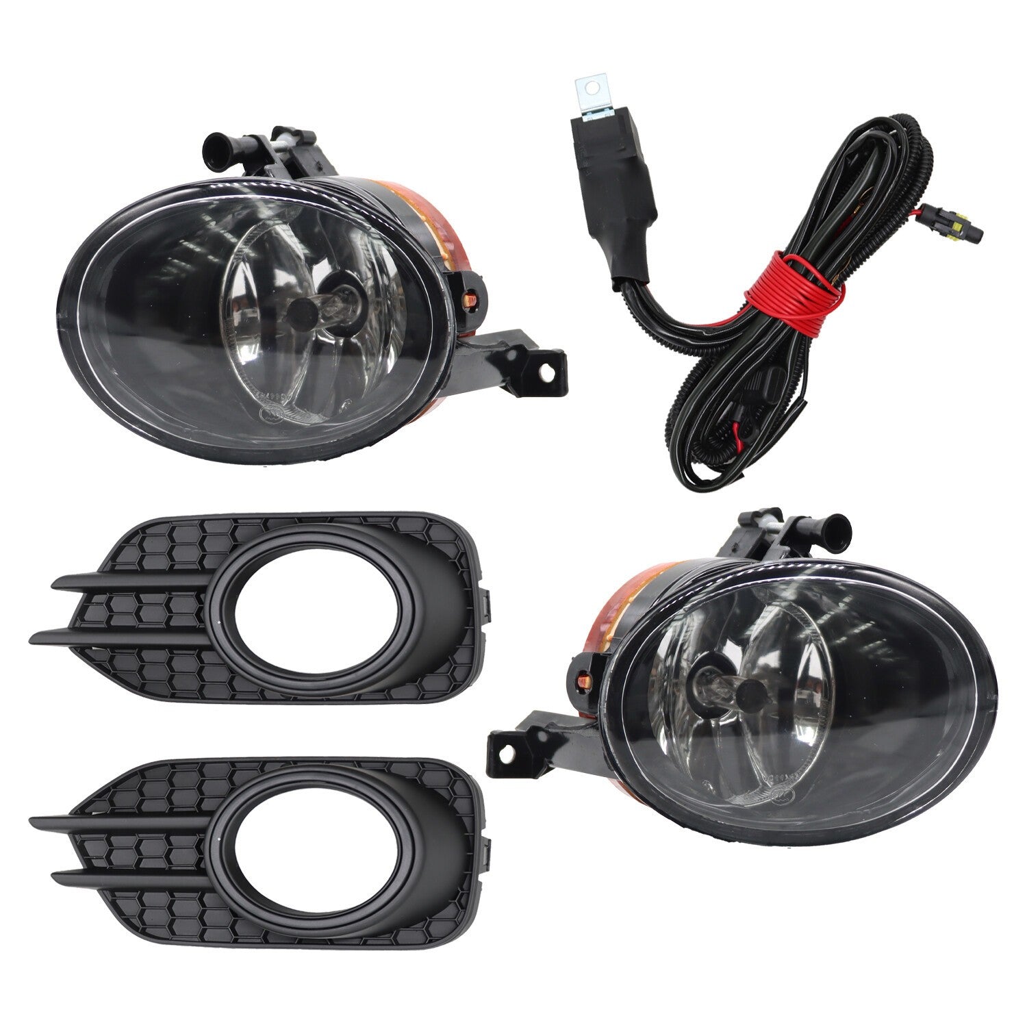 VW Tiguan 2012-2017 Front Halogen Fog Light Lens + Grille + Wiring Kit
