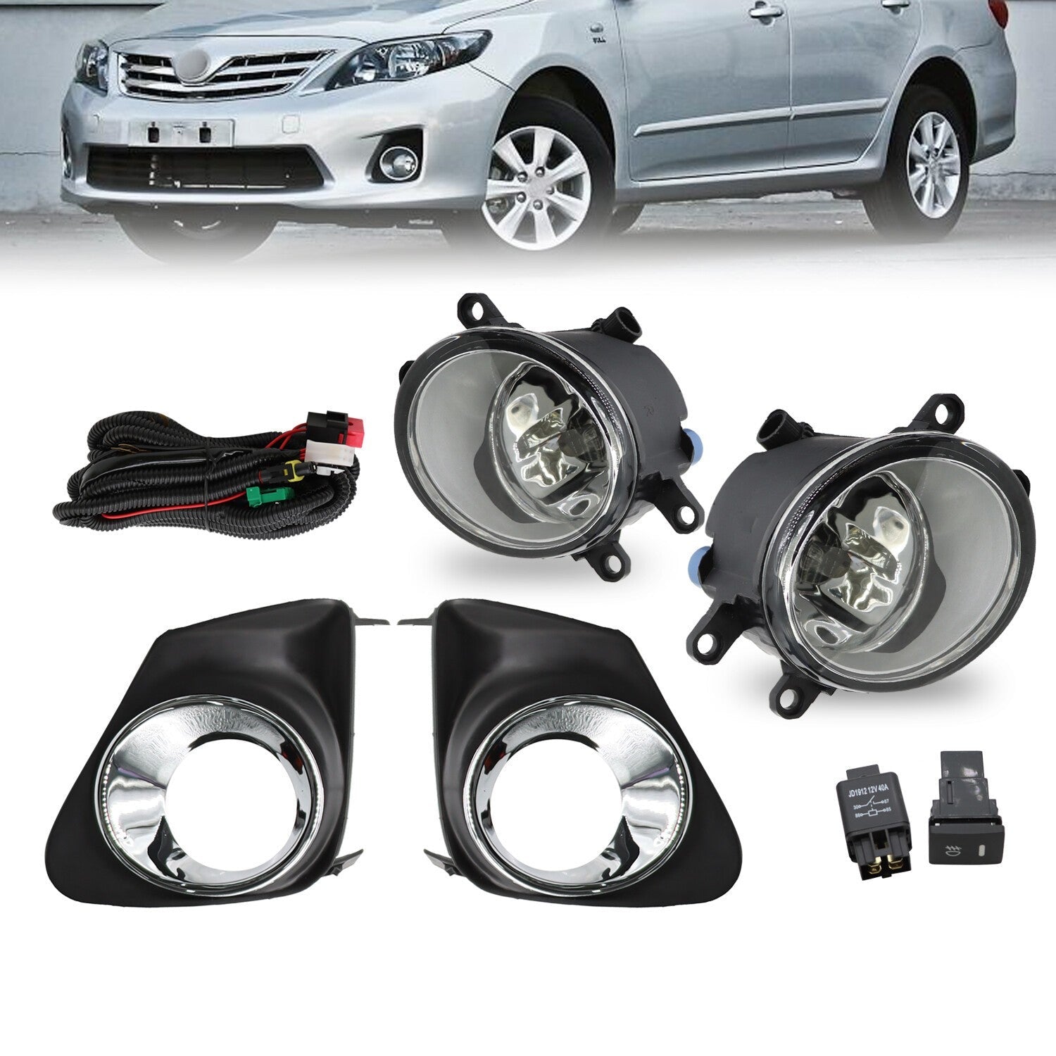 Fog Lights Kit FL7012 for 2011-2013 Toyota Corolla Bumper Lamps